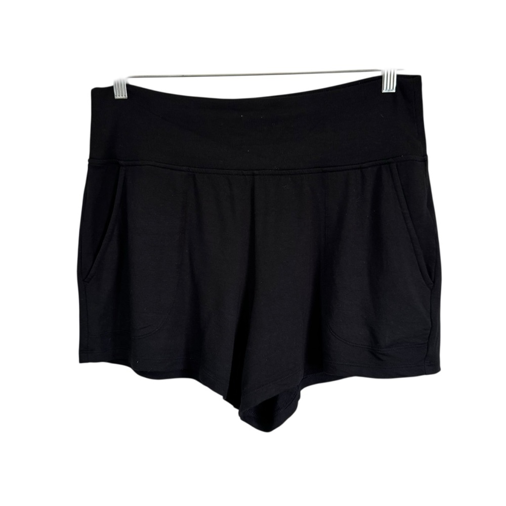 Athleta coaster luxe high rise shorts pull on black women's Sz large athleisure